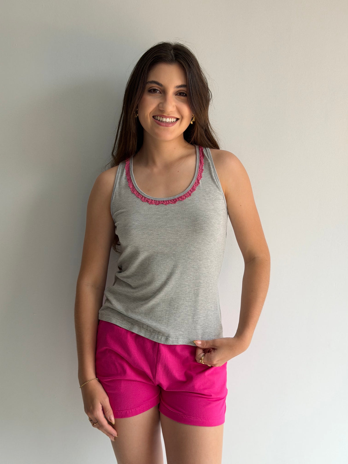 PIJAMA CURTO REGATA DE ALGODÃO