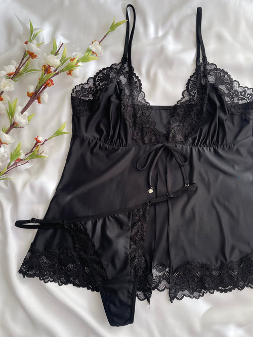 BABYDOLL COM CALCINHA FIO DE RENDA RECCO