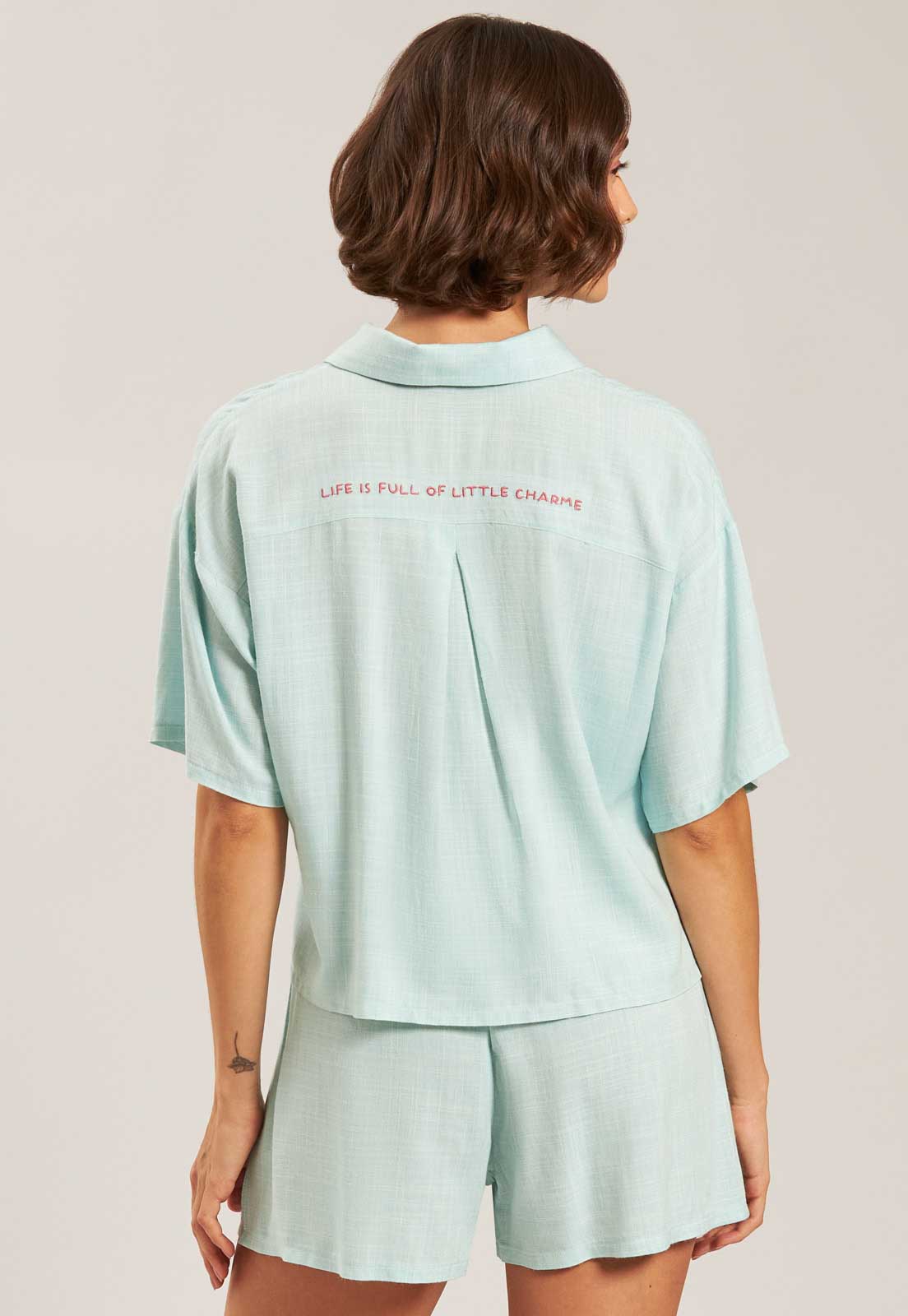 CONJUNTO ABERTO DE VISCOSE PLANA BAUNILHA