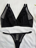 CONJUNTO DE TULE E RENDA RECCO NA COR PRETO SEM ARO E SEM O BOJO