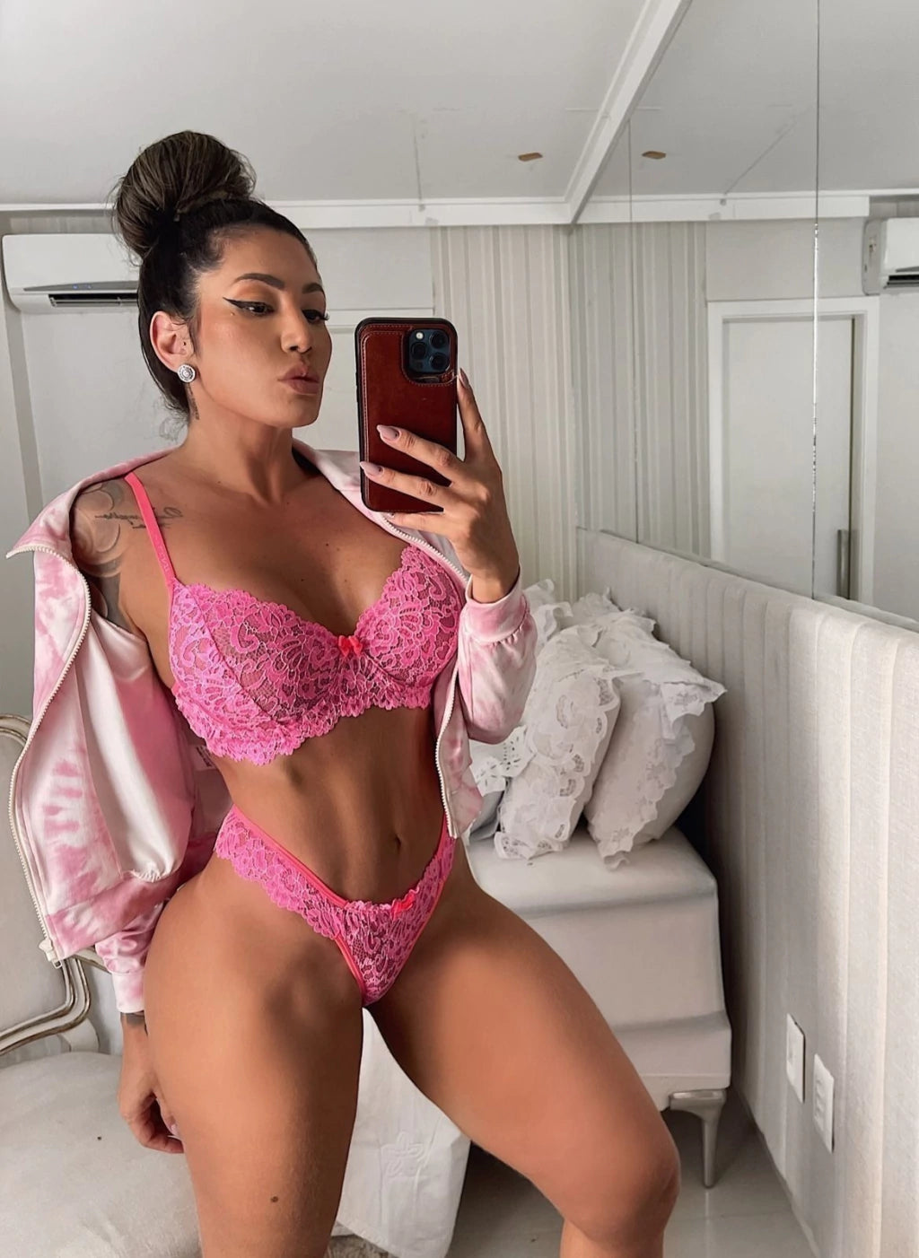 CONJUNTO LINGERIE GD1 COM ARO E SEM BOJO DE TULE E RENDA