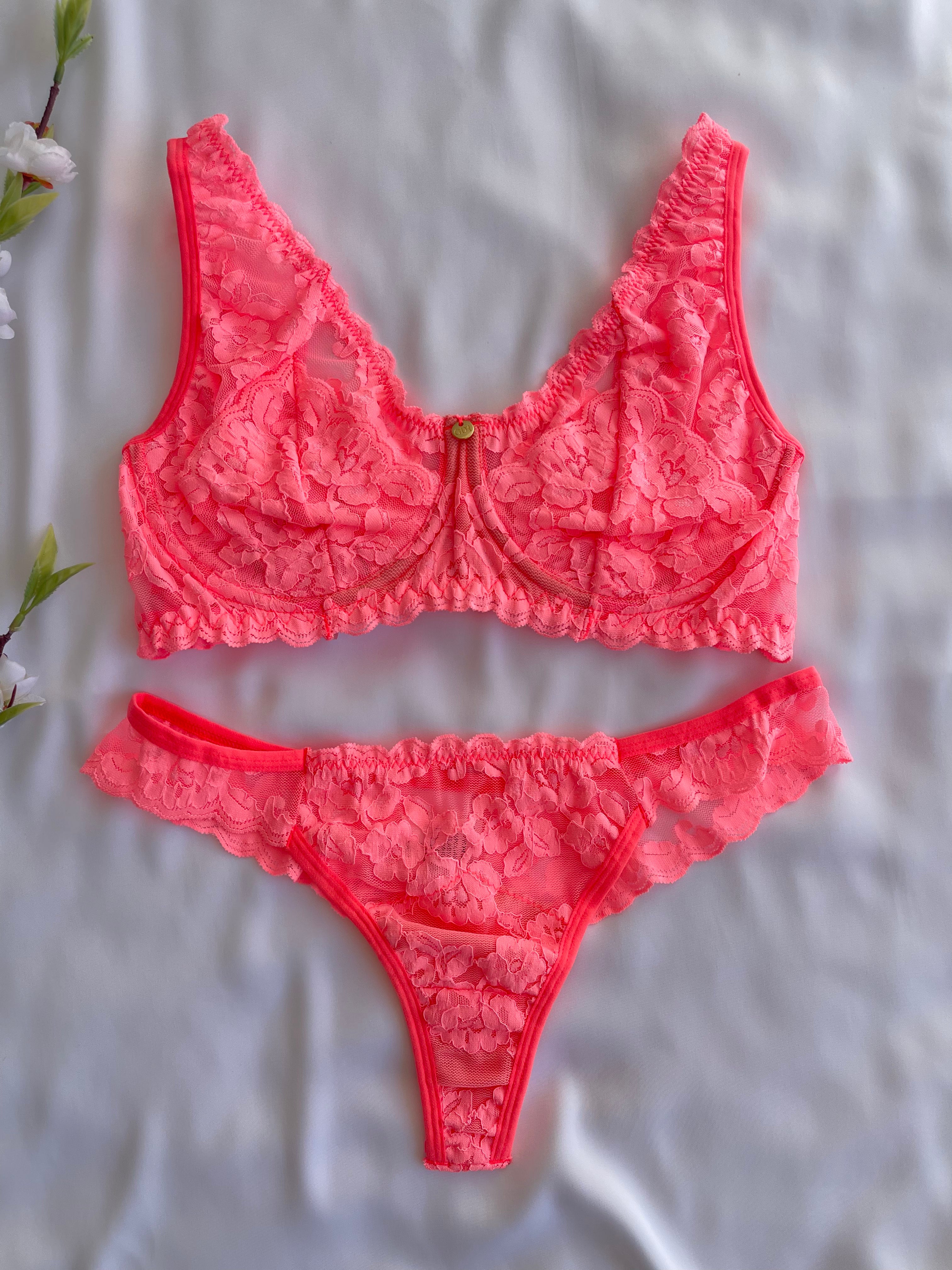 CONJUNTO LINGERIE GD1 COM ARO E SEM BOJO DE TULE E RENDA