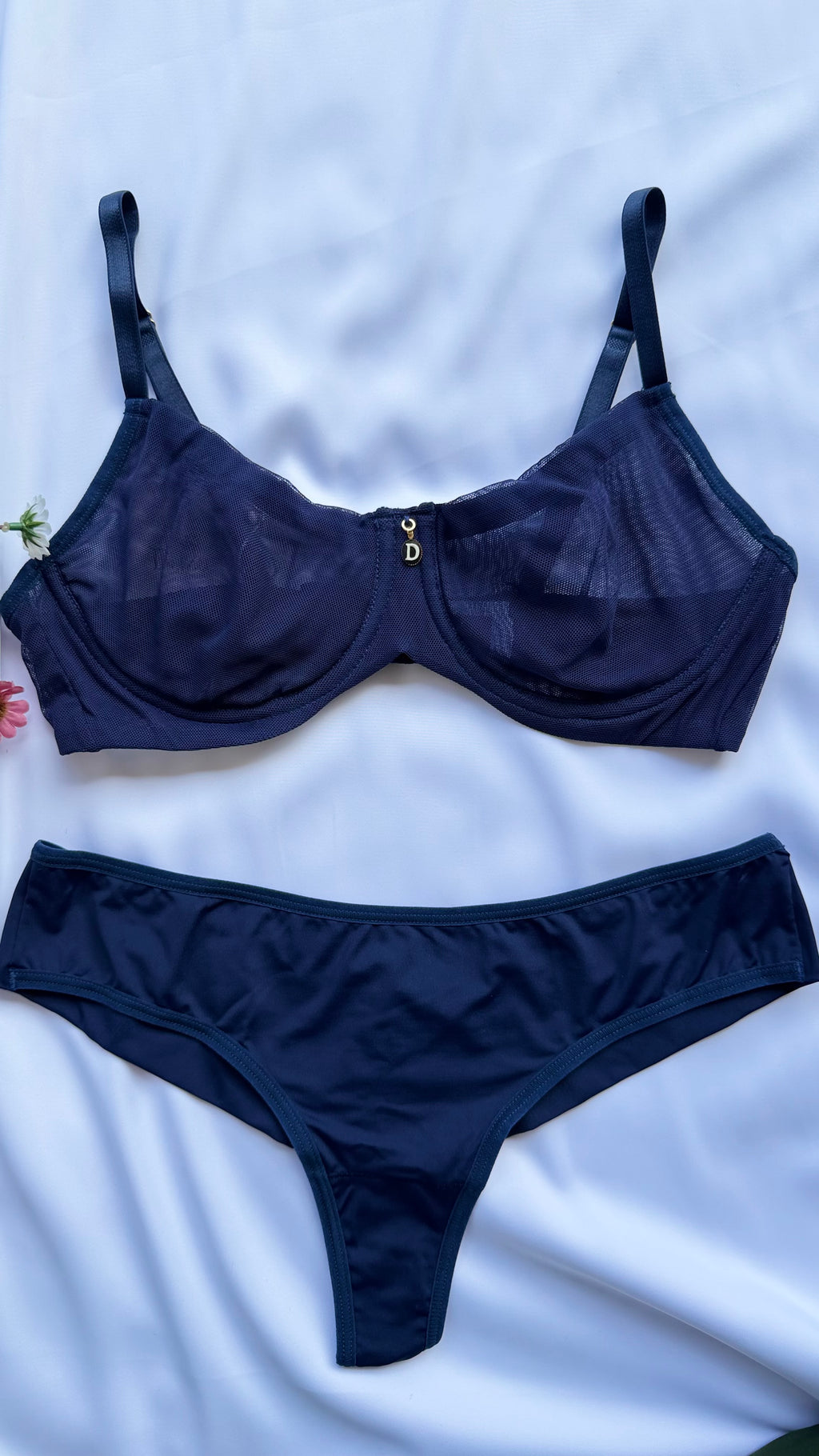 CONJUNTO LINGERIE DUZANI DE TULE COM ARO E SEM BOJO