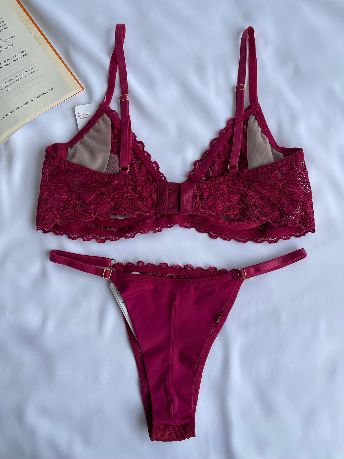 CONJUNTO DE RENDA MARSALA COM ARO E SEM BOJO MIRAGEM