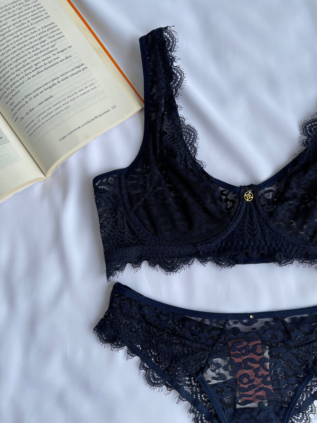 CONJUNTO LINGERIE DE RENDA COM ARO E SEM BOJO RECCO