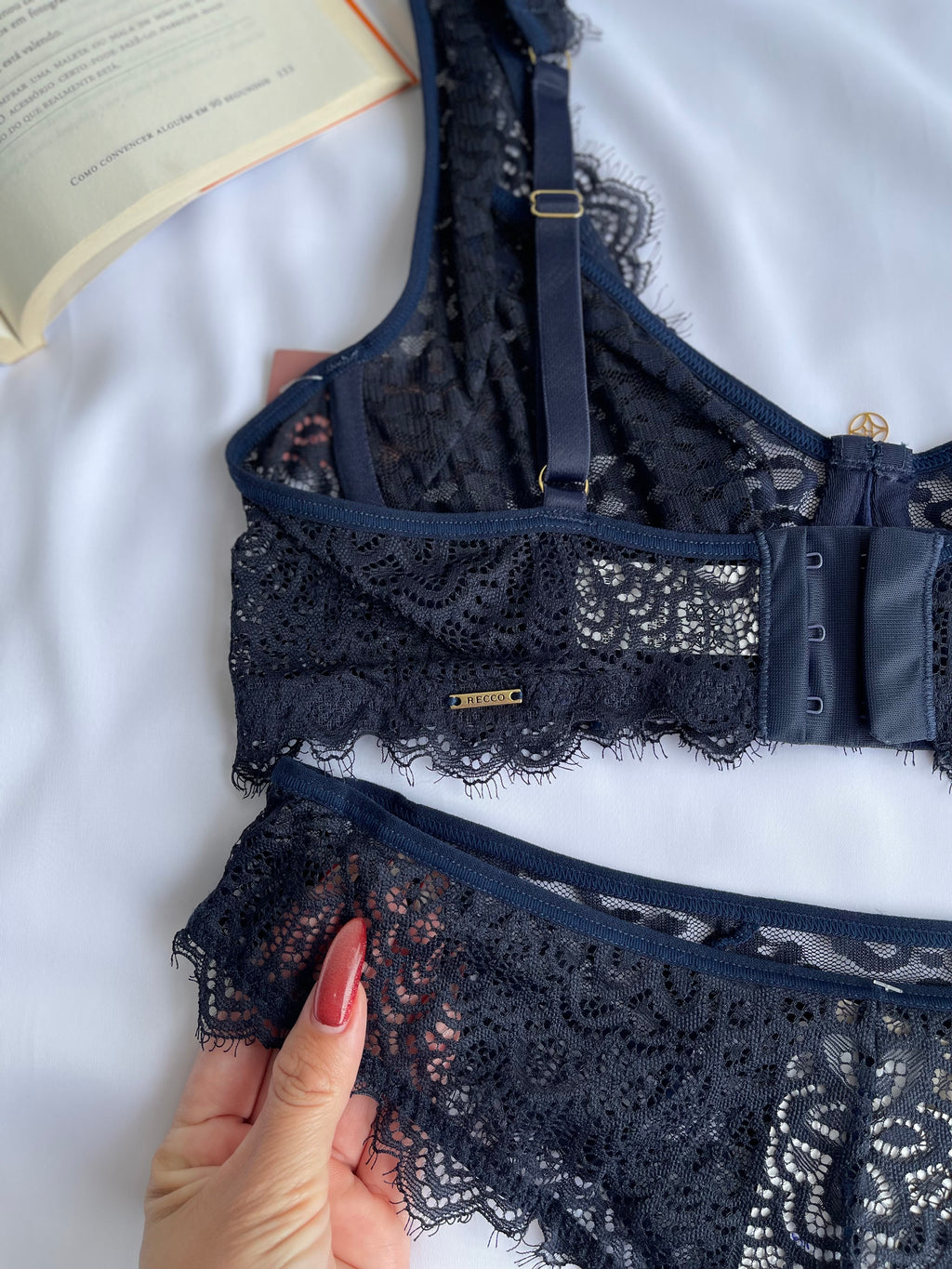 CONJUNTO LINGERIE DE RENDA COM ARO E SEM BOJO RECCO