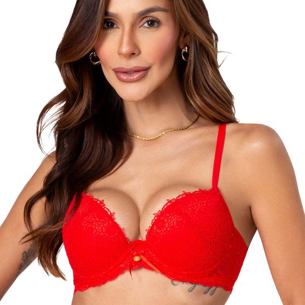 CONJUNTO LINGERIE DE RENDA DUZANI COM ARO E BOJO PUSH UP