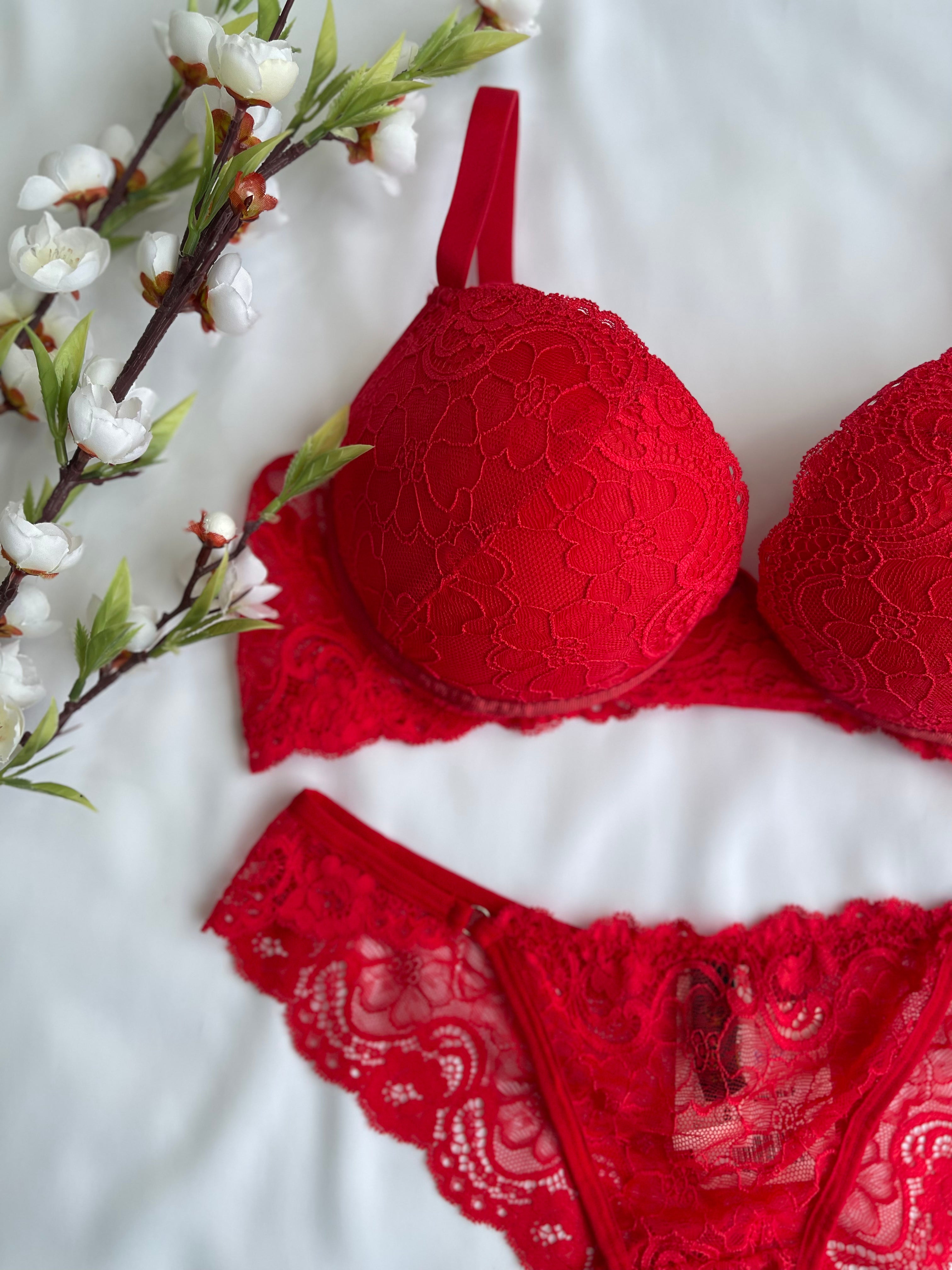CONJUNTO LINGERIE DE RENDA DUZANI COM ARO E BOJO PUSH UP