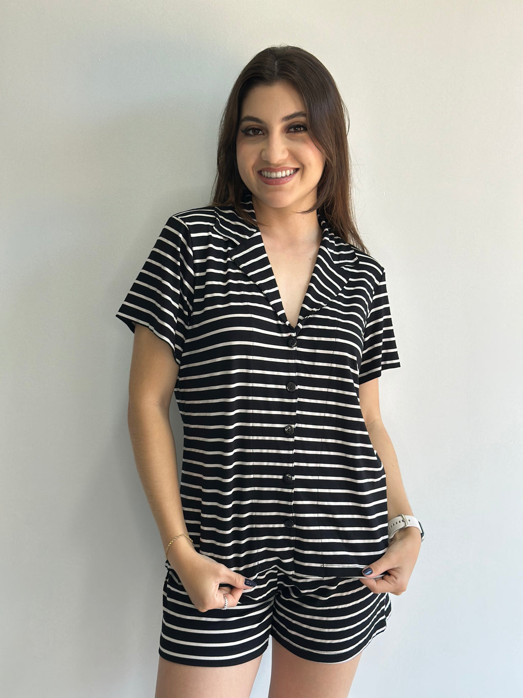Pijama americano listrado de viscose