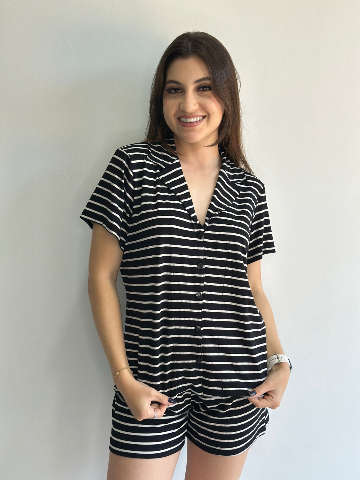Pijama americano listrado de viscose