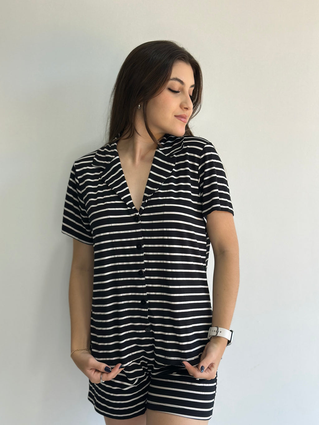 Pijama americano listrado de viscose