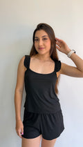 Pijama de alça com detalhes em babado Mondress malha canelada