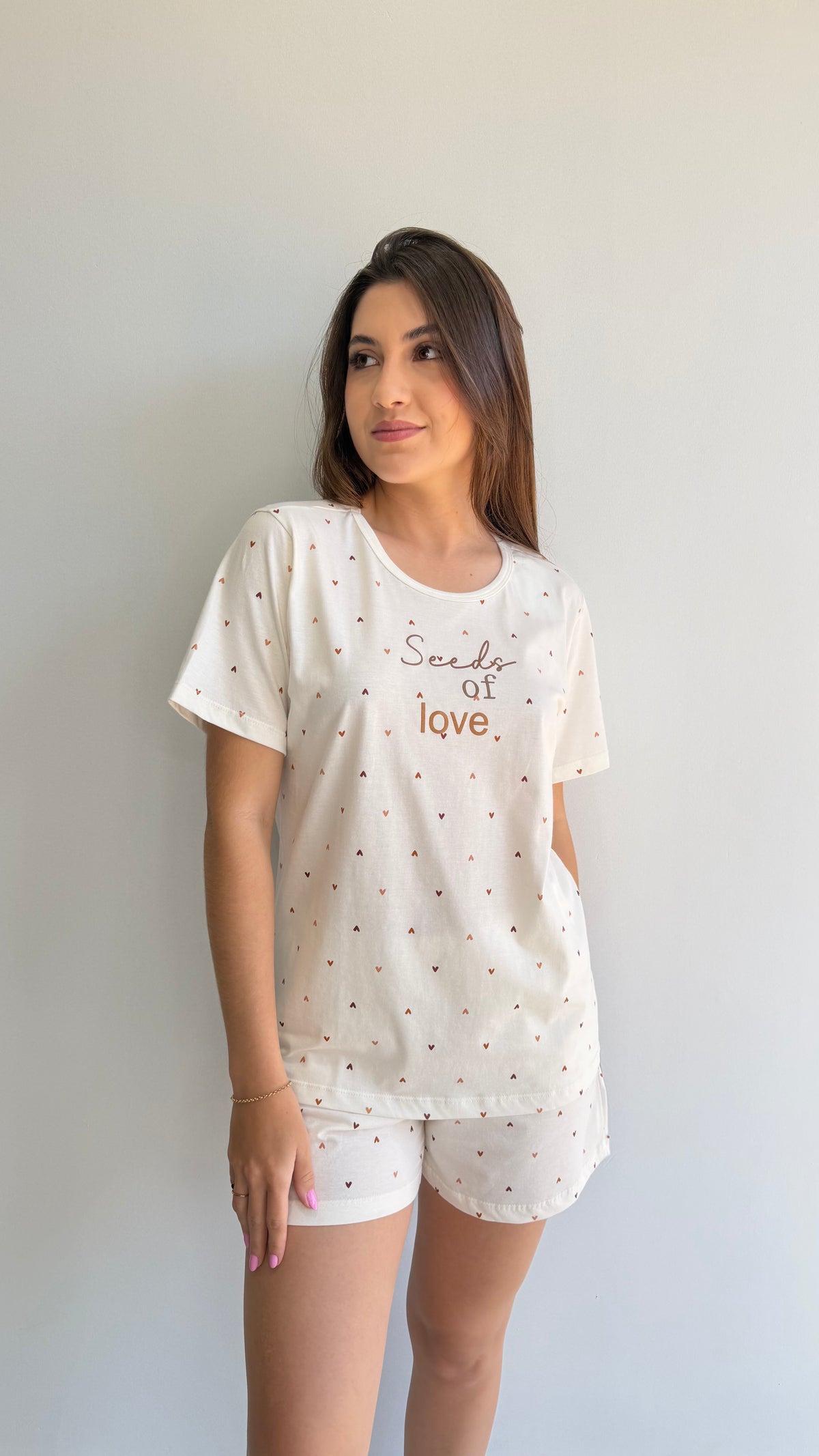 Pijama curto short com bolso estampad