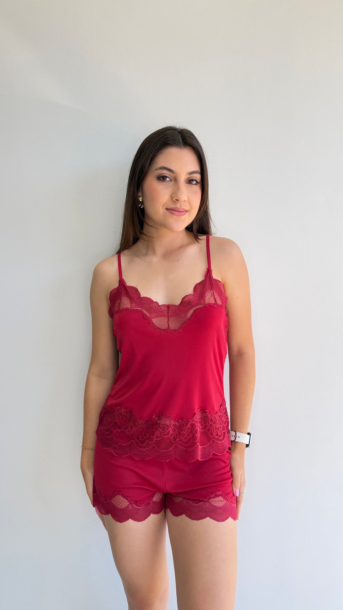 BABYDOLL COM CALECON DE MICROFIBRA E RENDA RECCO