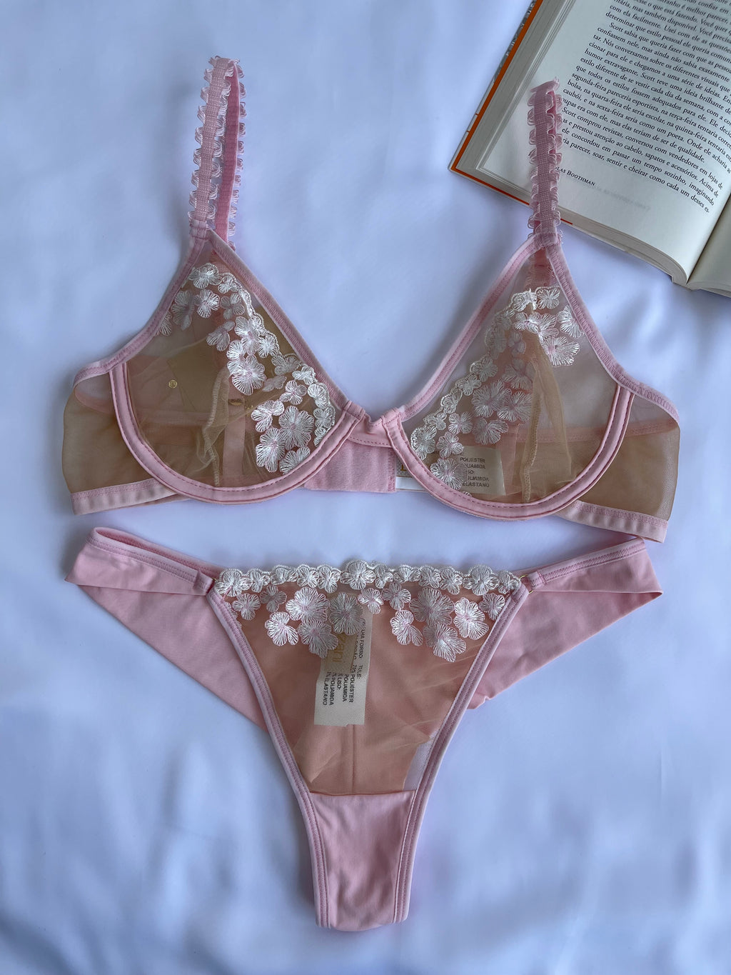 CONJUNTO LINGERIE DE RENDA COM ARO E SEM BOJO DUZANI