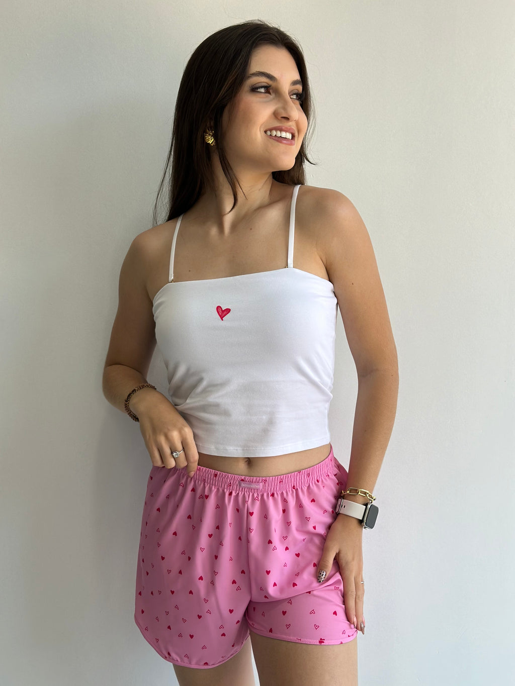 PIJAMA COM BOJO ALGODÃO E SHORTS SILK BAUNILHA RECCO