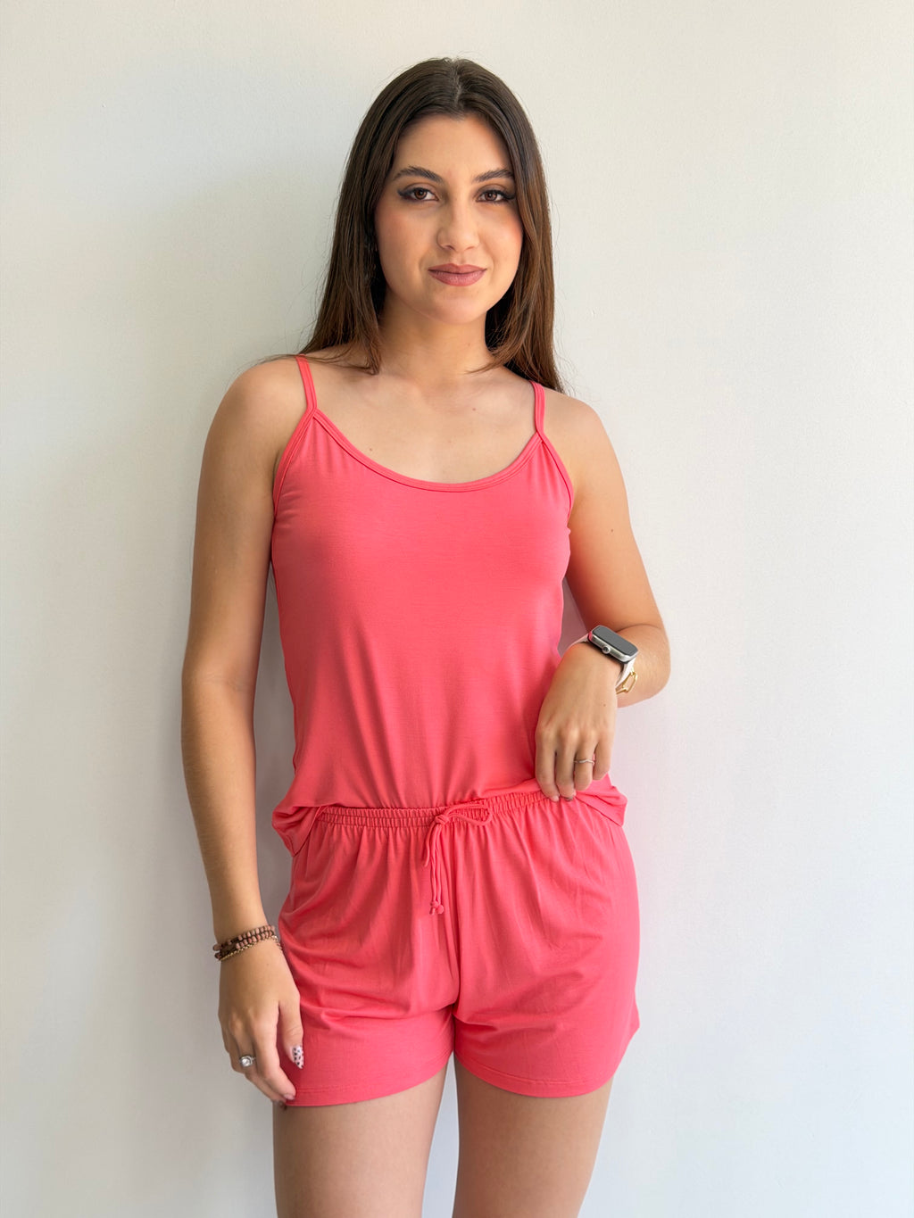 SHORTDOLL DE ALÇA COM SHORTS CURTO DE VISCOSE STRETCH RECCO