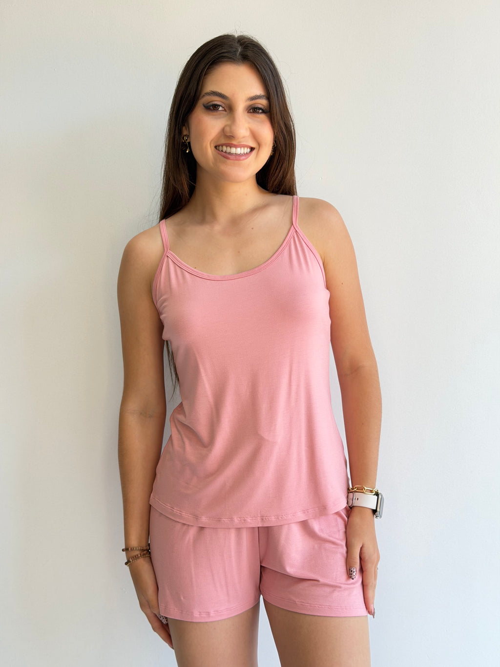 SHORTDOLL DE ALÇA COM SHORTS CURTO DE VISCOSE STRETCH RECCO