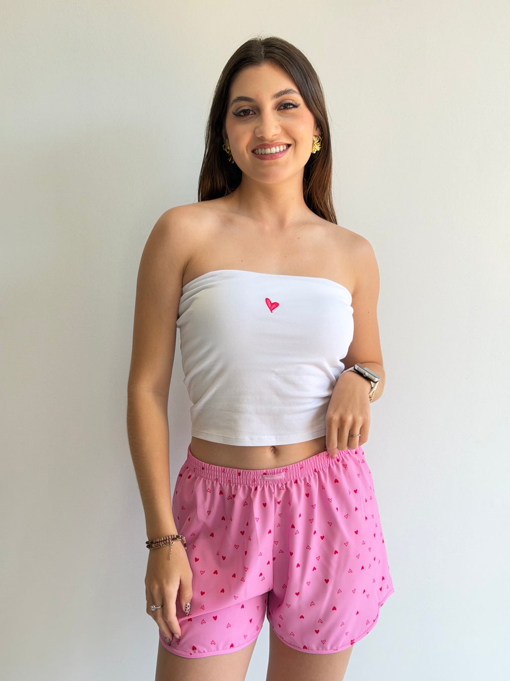 PIJAMA COM BOJO ALGODÃO E SHORTS SILK BAUNILHA RECCO