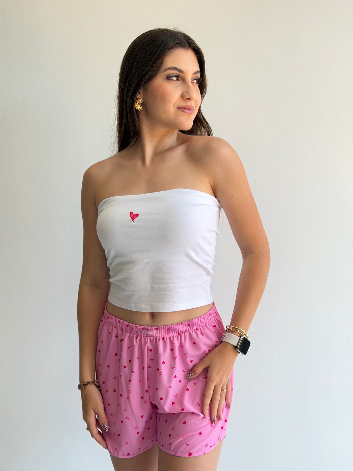 PIJAMA COM BOJO ALGODÃO E SHORTS SILK BAUNILHA RECCO