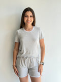 PIJAMA COM SHORTS MIDI VISCOSE LISTRADA RECCO
