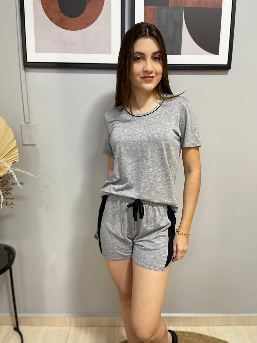 PIJAMA CURTO DE VISCOSE STRETCH BAUNILHA