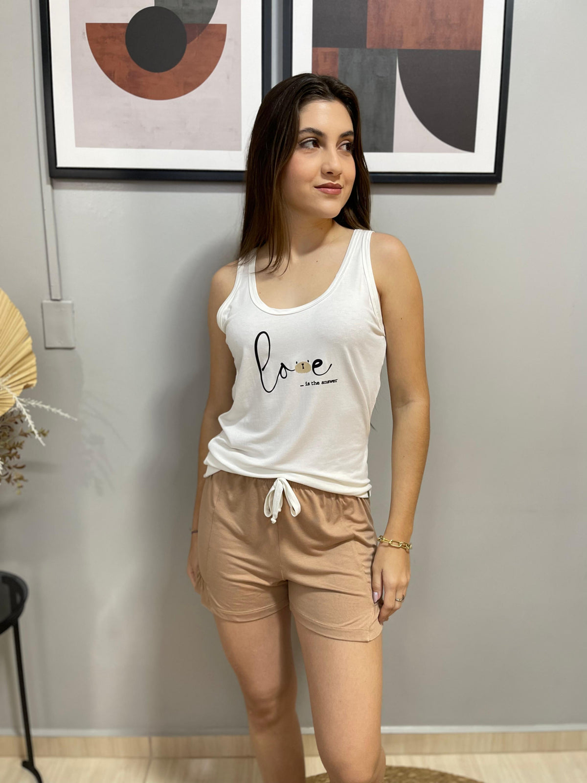 PIJAMA SHORTDOLL REGATA DE VISCOSE SHORTS COM BABADOS