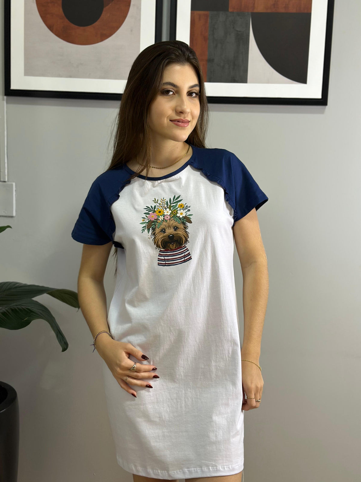 Camisola de algodão com babados