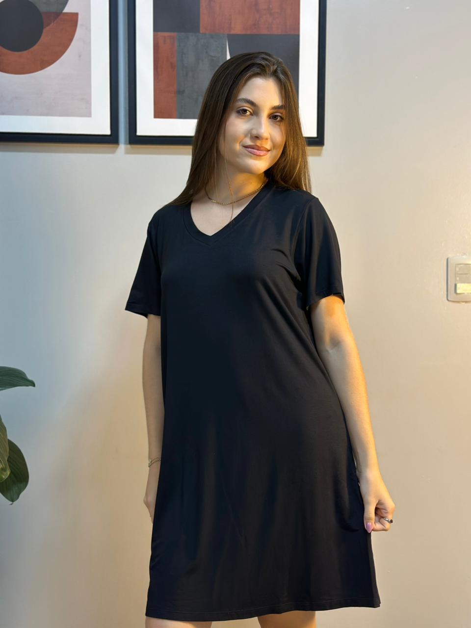 Camisão de manga curta de viscose