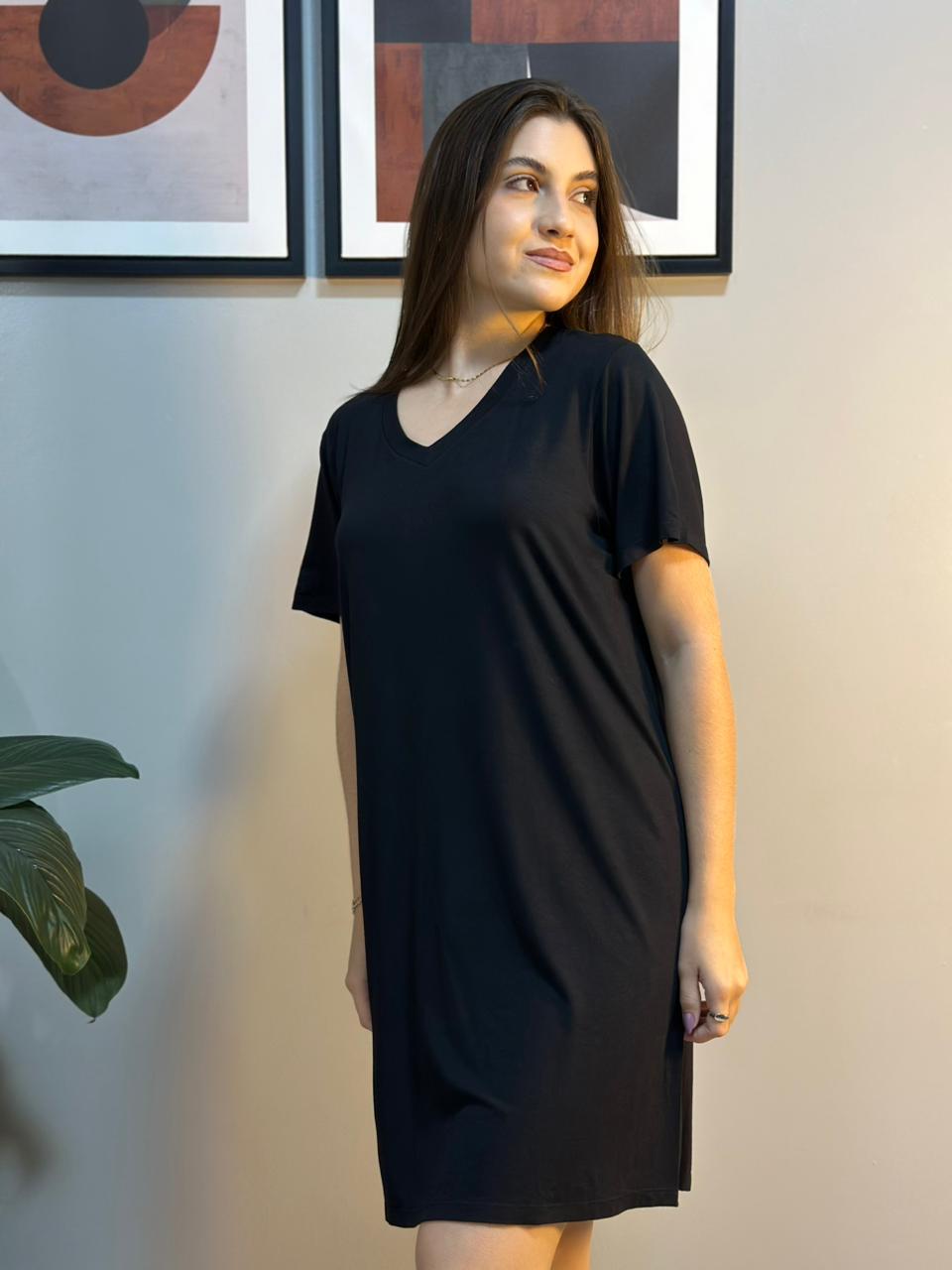 Camisão de manga curta de viscose