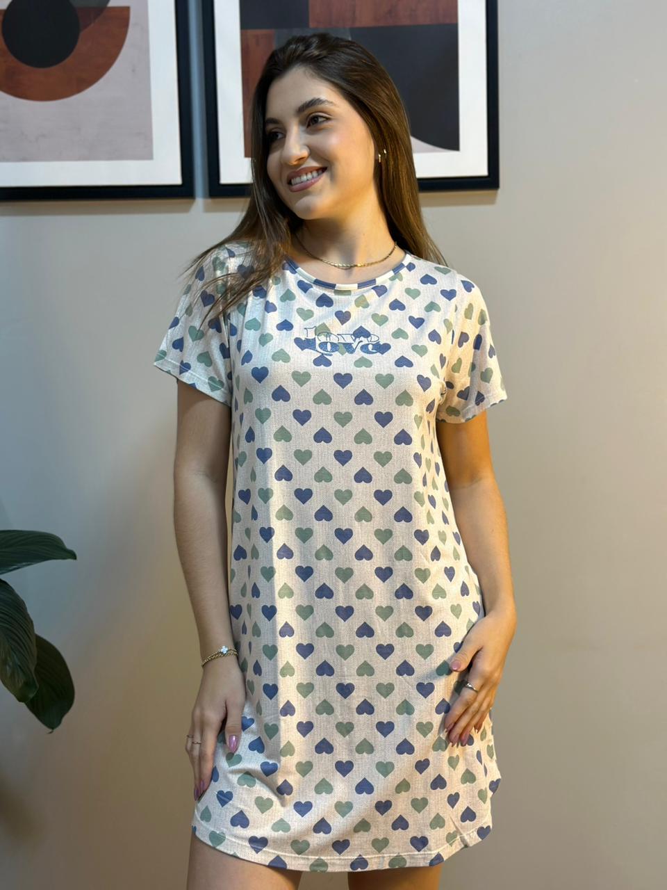 Camisão manga curta de viscose