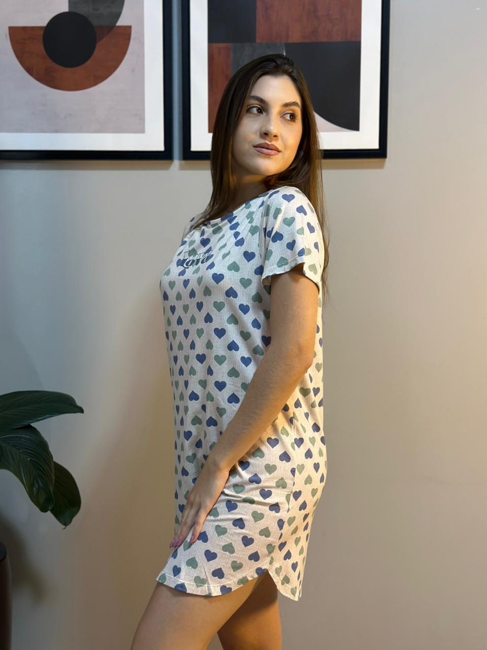 Camisão manga curta de viscose