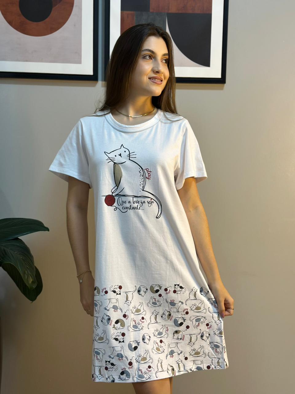 Camisão manga curta de algodão
