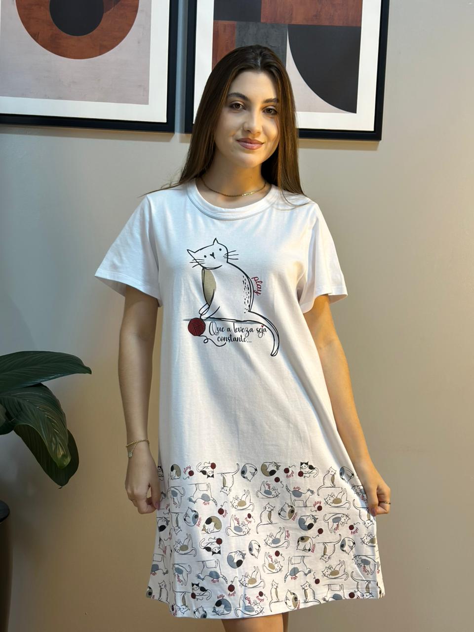 Camisão manga curta de algodão
