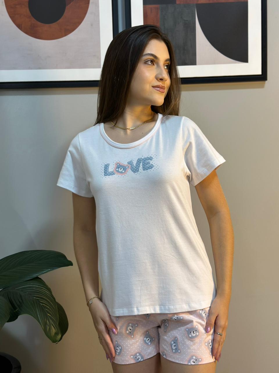Pijama estampado de 100% algodão