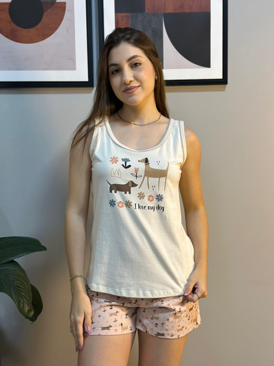 PIJAMA SHORTDOLL REGATA DE ALGODÃO