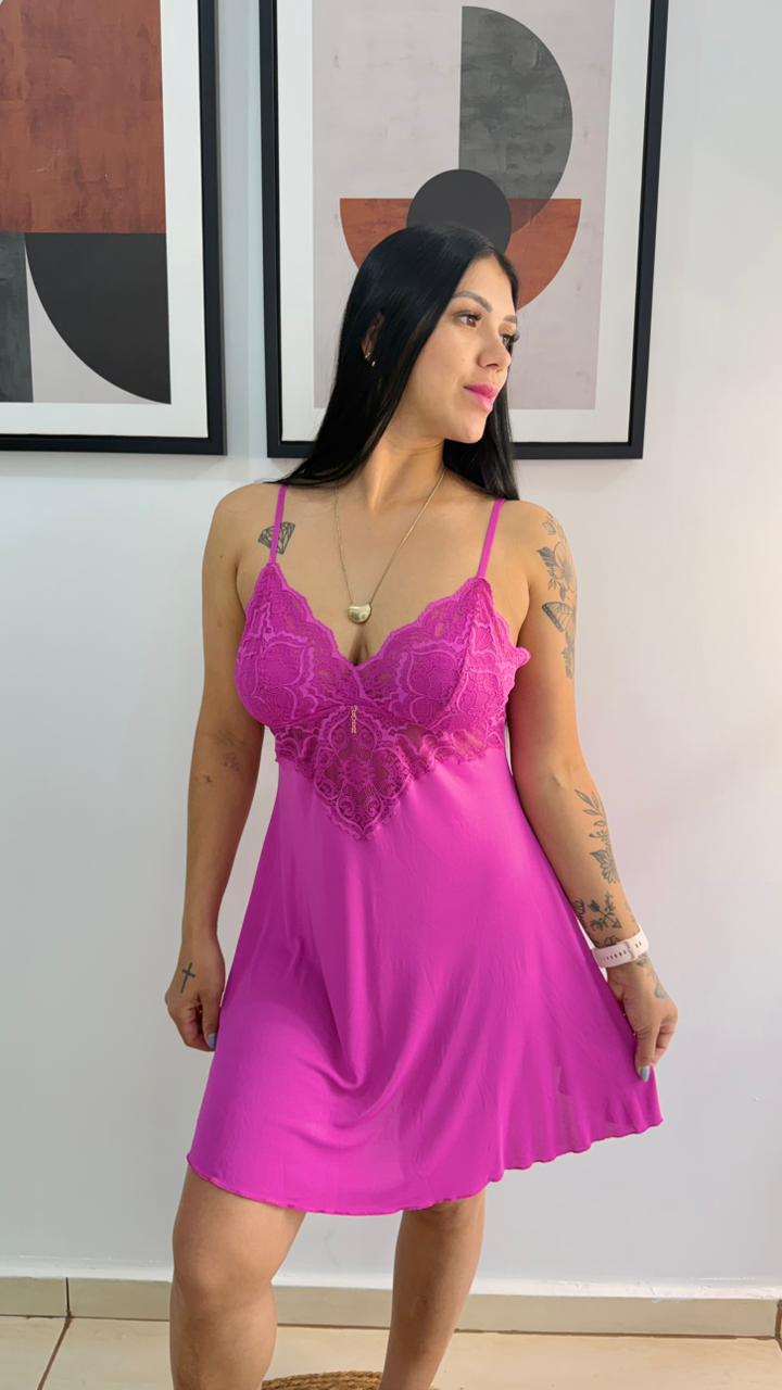 CAMISOLA DE MICROFIBRA COM RENDA RECCO