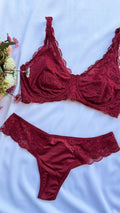 CONJUNTO LINGERIE DE RENDA COM ARO E SEM BOJO DUZANI
