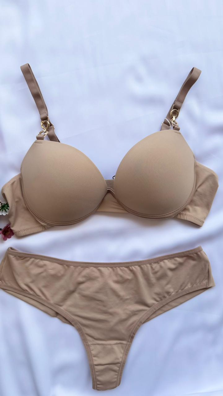 CONJUNTO LINGERIE DE RENDA DUZANI COM ARO E BOJO PUSH UP