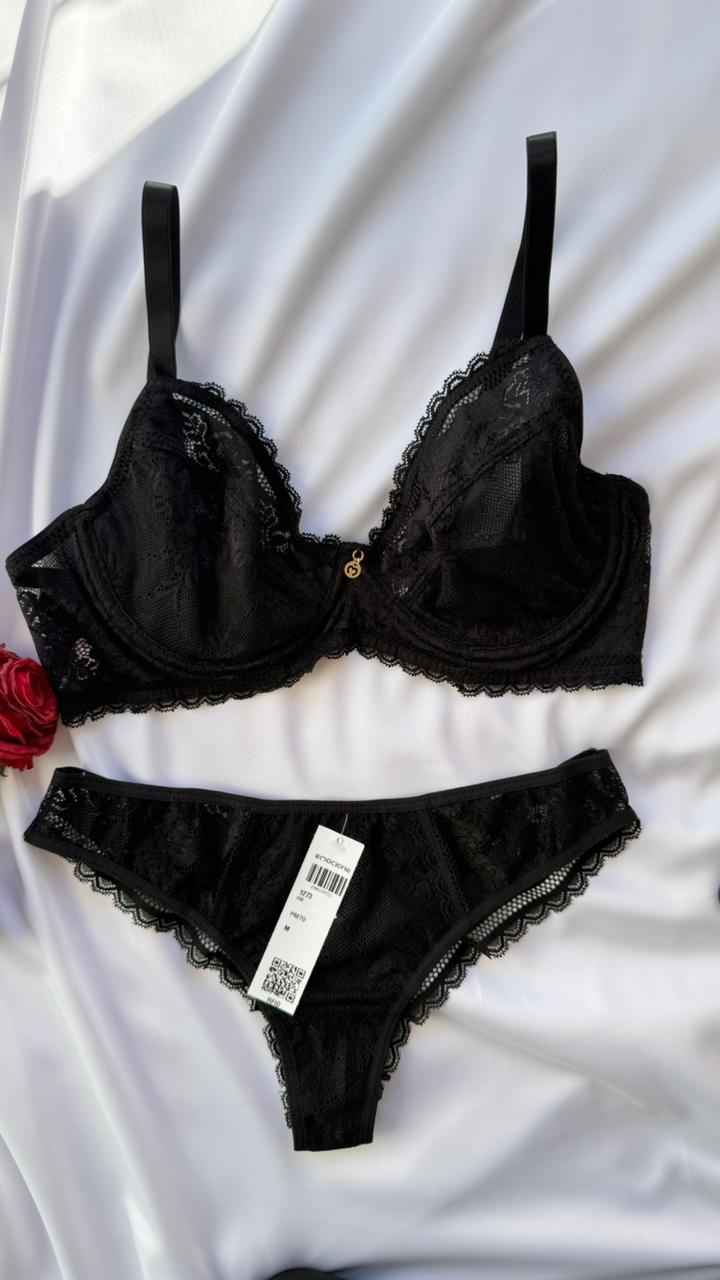 CONJUNTO LINGERIE SENSUAL COM ARO E SEM BOJO DE RENDA