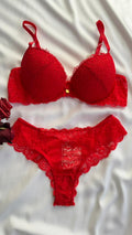 CONJUNTO LINGERIE DE RENDA DUZANI COM ARO E BOJO PUSH UP