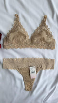 CONJUNTO DE RENDA SEM ARO E SEM BOJO NUDE MIRAGEM