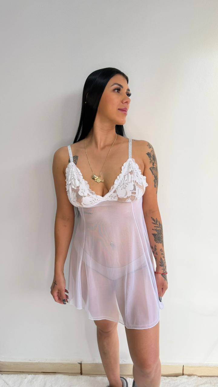 CAMISOLA CURTA SEM BOJO COM RENDA (ACOMPANHA A CALCINHA)