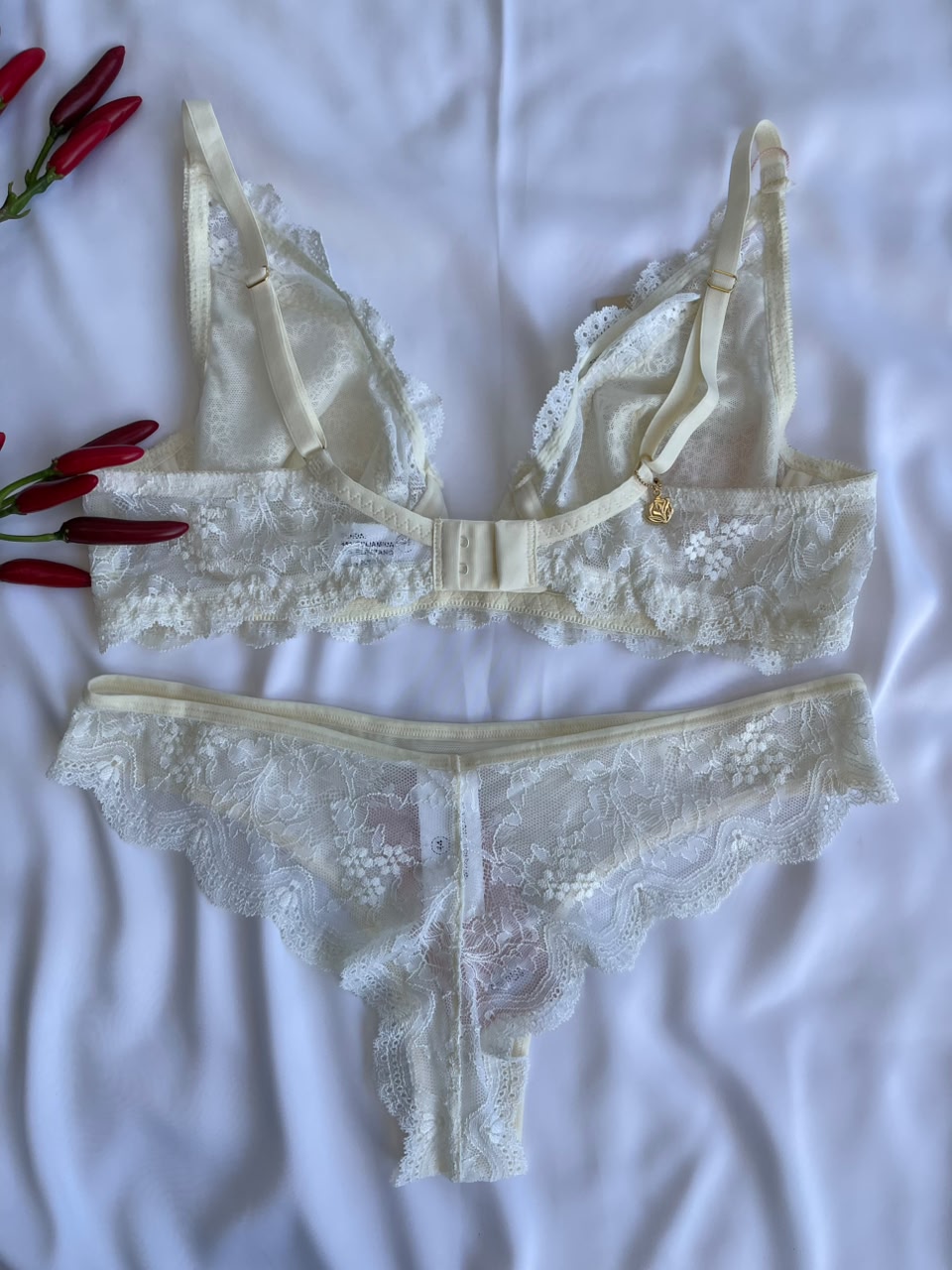 CONJUNTO LINGERIE DE RENDA COM ARO E SEM BOJO DUZANI
