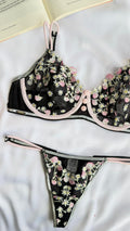 CONJUNTO LINGERIE GD1 COM ARO E SEM BOJO DE TULE E RENDA
