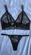 CONJUNTO DE RENDA PRETA RECCO SEM ARO E SEM BOJO (peças avulsas)