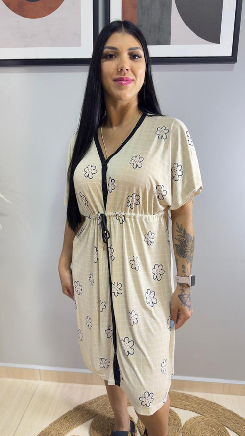 CAFTAN DE MICROFIBRA BAUNILHA