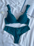 CONJUNTO LINGERIE DE RENDA DUZANI COM ARO E BOJO PUSH UP
