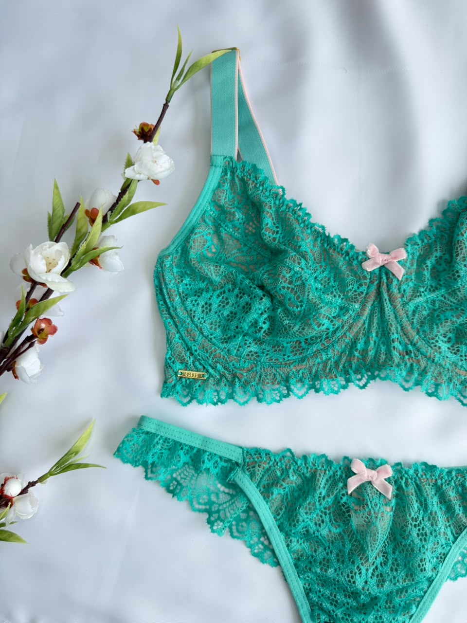 CONJUNTO LINGERIE GD1 COM ARO E SEM BOJO DE TULE E RENDA