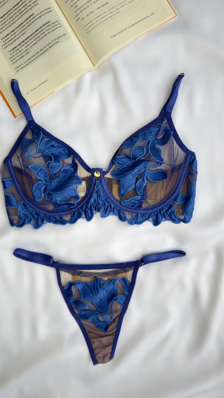 CONJUNTO LINGERIE GD1 COM ARO E SEM BOJO DE TULE E RENDA